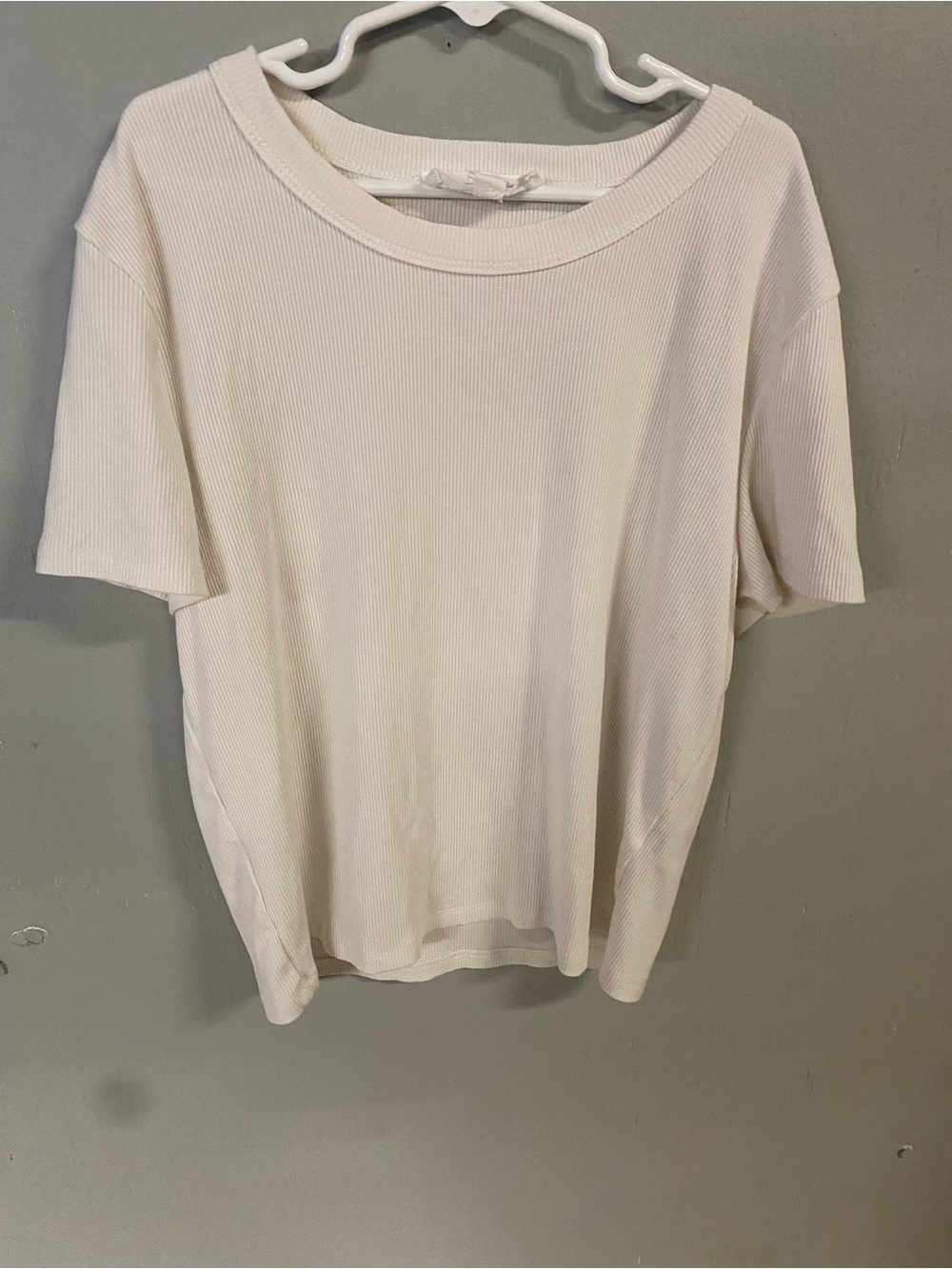 Gypsy & Jade Essential Short Sleeve Ribbed Crewneck Kids Top - Cream